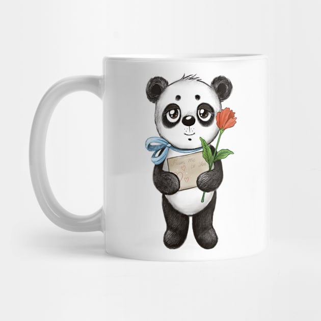 Cute panda with flower by artbyanny